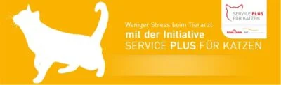 Banner Service Plus für Katzen in Geld mit Katze als Piktogramm
